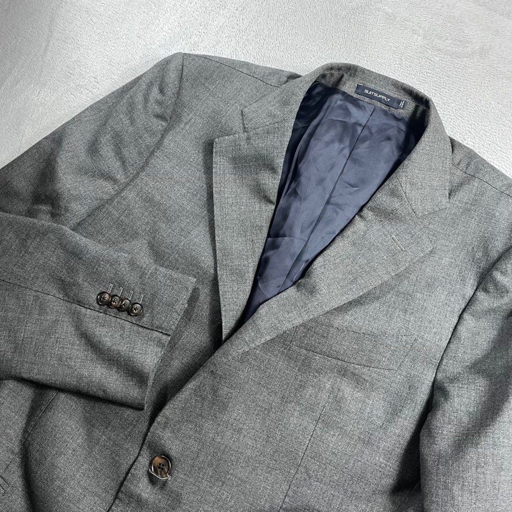 Suitsupply Lazio Grey Wool Blazer 46R Vitale Barberis Canonico Rustic Tropical